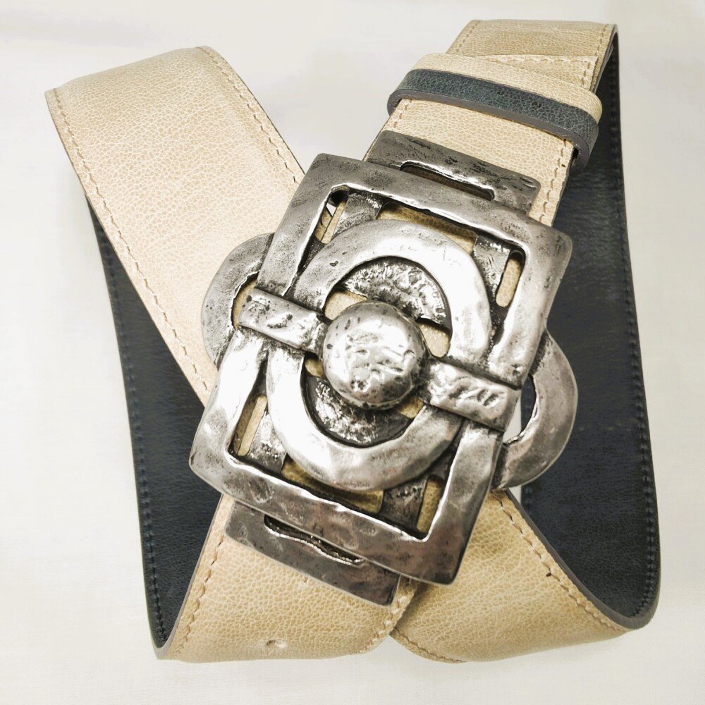 Ceinture reversible femme Sable / Ardoise